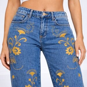 HP 🥳 7 FOR ALL MANKIND Jennifer 90s Baggy Jeans Size 23 7FAM Embroidered DENIM